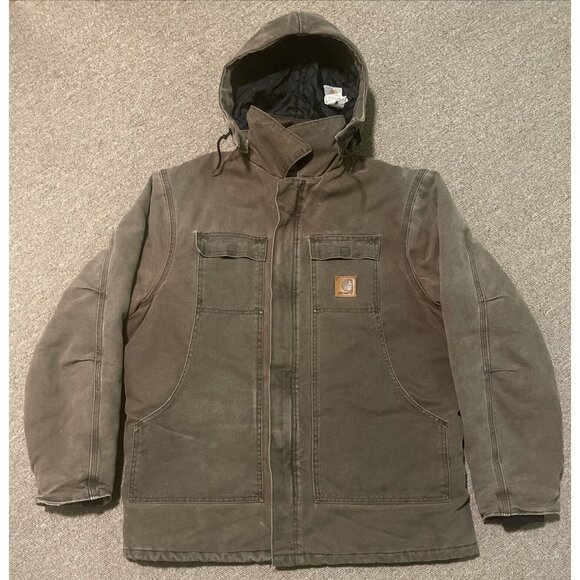 Vintage 90s Mens Large Carhartt Brown Quilt Lined Full Zip Jacket C26CHT - Picture 6 of 10